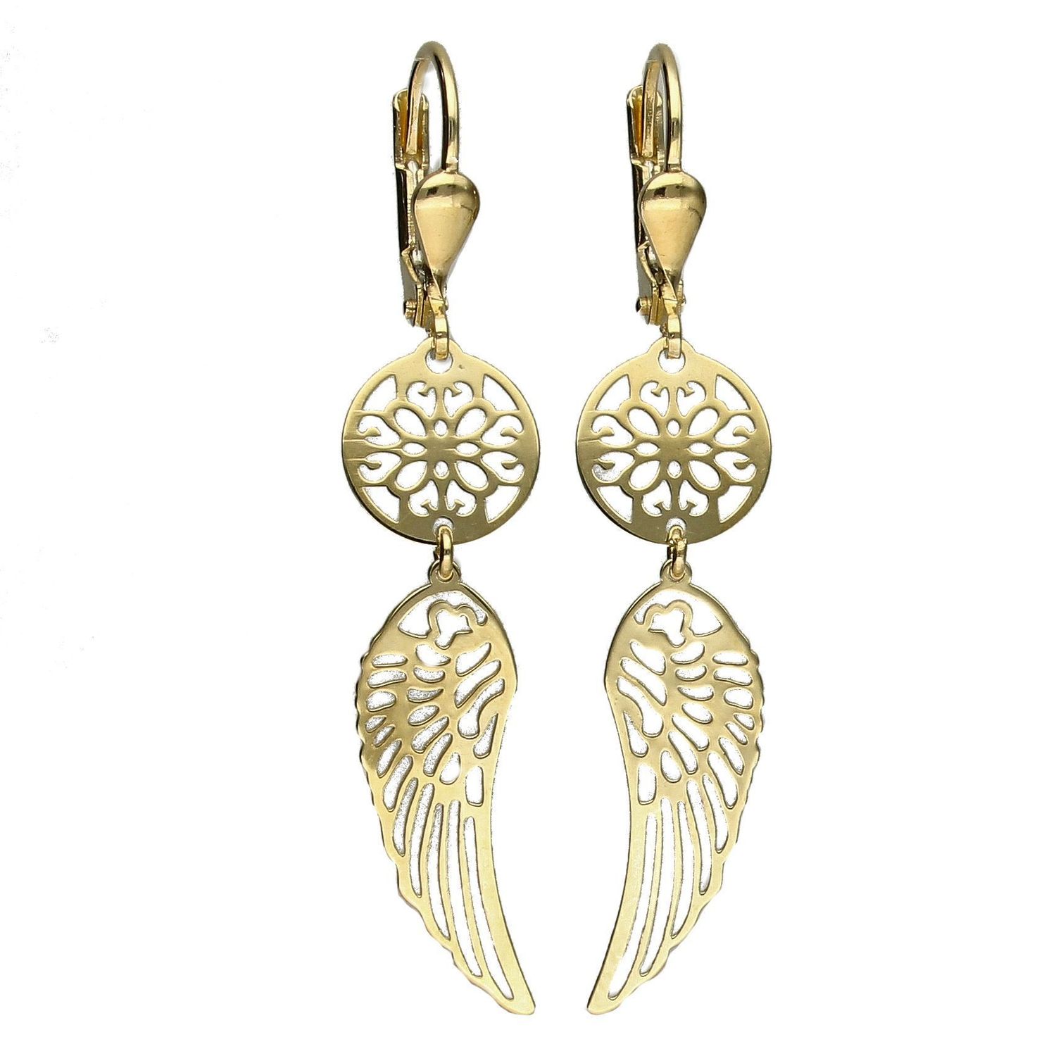 Złote ażurowe kolczyki wiszące skrzydło 333 KL 9298 333.jpg